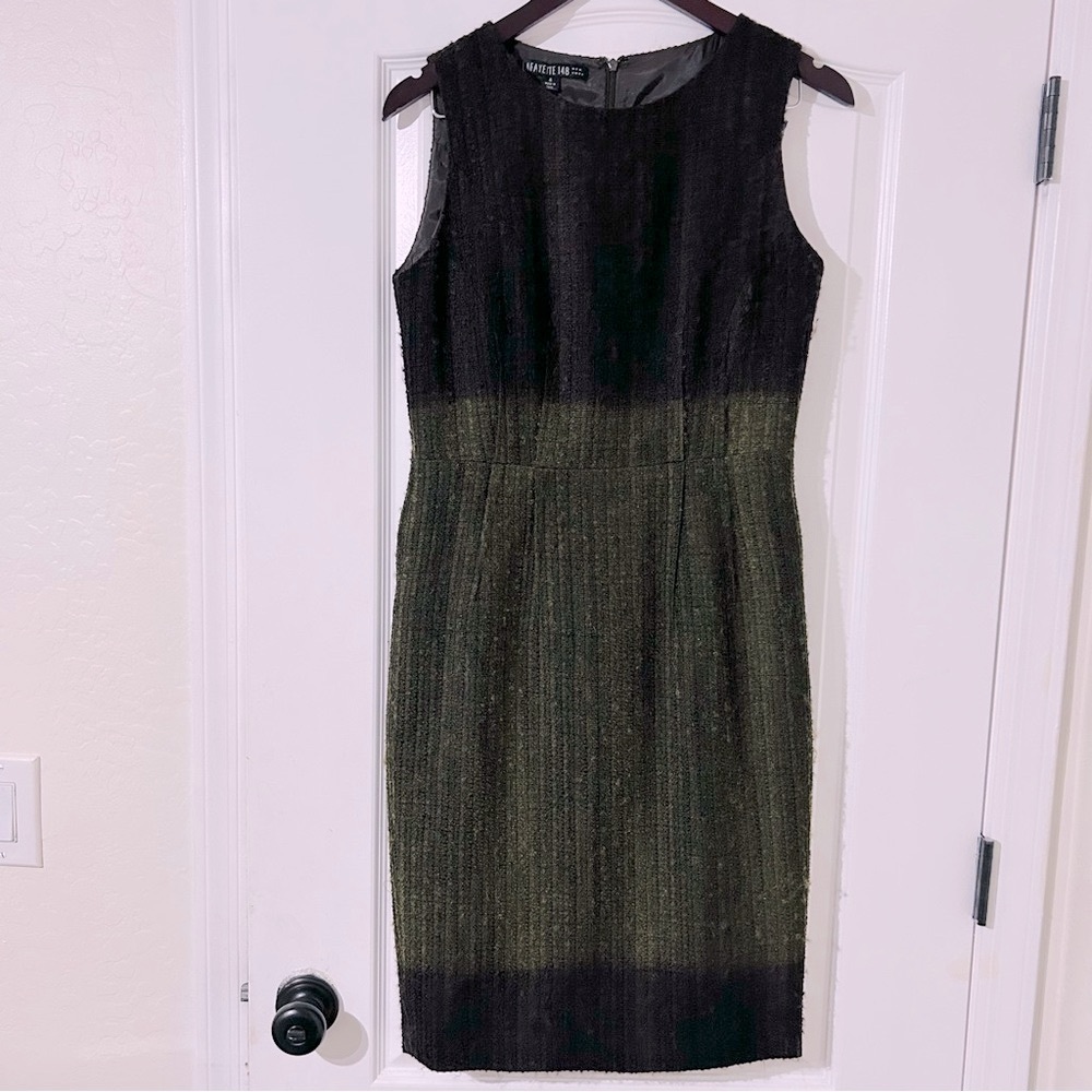 Lafayette 148‎ Brown Green ombré Sleeveless Women’s Dress Size 4 Bodycon Tweed